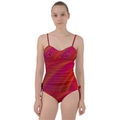 Abstract Red Background Fractal Sweetheart Tankini Set by Nexatart