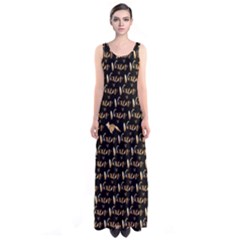 Hotwife Vixen With Butterfly In Gold On Black Sleeveless Maxi Dress by MakeaStatementClothing