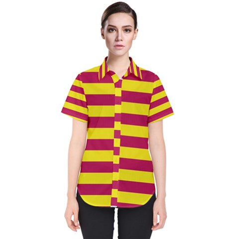 Red & Yellow Stripesi Women s Short Sleeve Shirt by norastpatrick