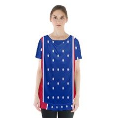 British American Flag Red Blue Star Skirt Hem Sports Top by Mariart