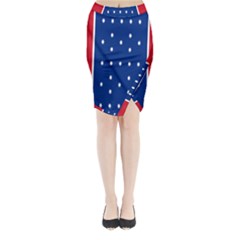 British American Flag Red Blue Star Midi Wrap Pencil Skirt by Mariart