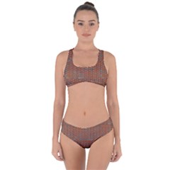 Brick Wall Brown Line Criss Cross Bikini Set by Mariart