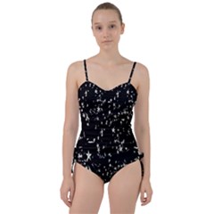 Falling Spinning Silver Stars Space White Black Sweetheart Tankini Set by Mariart