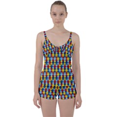 Fuzzle Red Blue Yellow Colorful Tie Front Two Piece Tankini by Mariart