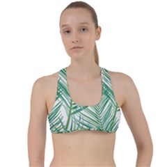 Jungle Fever Green Leaves Criss Cross Racerback Sports Bra by Mariart