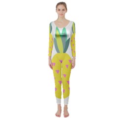 Pineapple Fruite Yellow Triangle Pink Long Sleeve Catsuit by Mariart