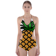 Pineapple Fruite Yellow Green Orange Cut-out One Piece Swimsuit
