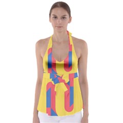 Rainbow Sign Yellow Red Blue Retro Babydoll Tankini Top by Mariart