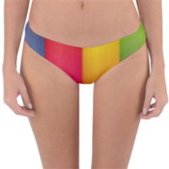 Rainbow Stripes Vertical Lines Colorful Blue Pink Orange Green Reversible Hipster Bikini Bottoms by Mariart