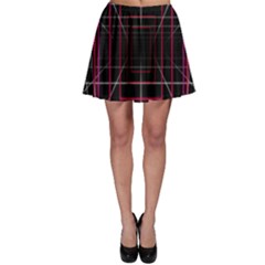 Retro Neon Grid Squares And Circle Pop Loop Motion Background Plaid Skater Skirt by Mariart