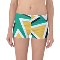 Triangles Texture Shape Art Green Yellow Reversible Boyleg Bikini Bottoms by Mariart