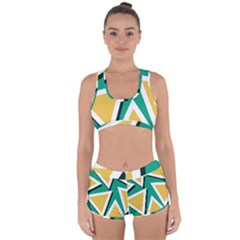 Triangles Texture Shape Art Green Yellow Racerback Boyleg Bikini Set by Mariart