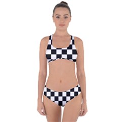 Grid Domino Bank And Black Criss Cross Bikini Set by Nexatart