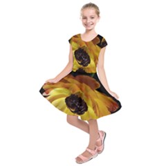 Ranunculus Yellow Orange Blossom Kids  Short Sleeve Dress by Nexatart
