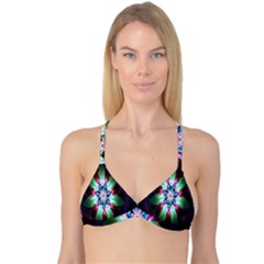 Colorful Fractal Flower Star Green Purple Reversible Tri Bikini Top by Mariart