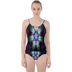 Colorful Fractal Flower Star Green Purple Cut Out Top Tankini Set by Mariart