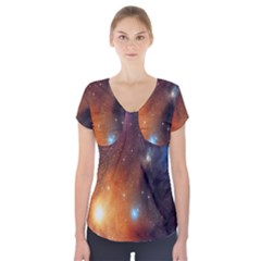 Galaxy Space Star Light Short Sleeve Front Detail Top by Mariart