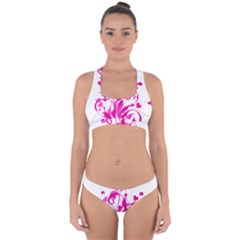 Heart Flourish Pink Valentine Cross Back Hipster Bikini Set by Mariart