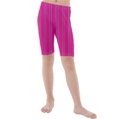 Pink Line Vertical Purple Yellow Fushia Kids  Mid Length Swim Shorts by Mariart