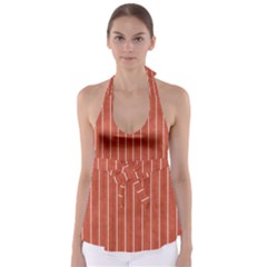 Line Vertical Orange Babydoll Tankini Top by Mariart
