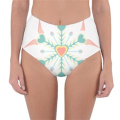 Snowflakes Heart Love Valentine Angle Pink Blue Sexy Reversible High-waist Bikini Bottoms by Mariart