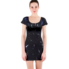 Space Warp Speed Hyperspace Through Starfield Nebula Space Star Line Light Hole Short Sleeve Bodycon Dress by Mariart