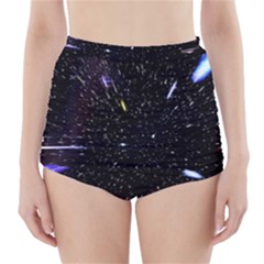 Space Warp Speed Hyperspace Through Starfield Nebula Space Star Hole Galaxy High-waisted Bikini Bottoms by Mariart
