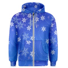 Winter Blue Snowflakes Rain Cool Men s Zipper Hoodie by Mariart