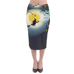 Halloween Landscape Velvet Midi Pencil Skirt by ValentinaDesign