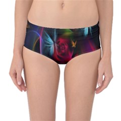 Beautiful Butterflies Rainbow Space Mid-waist Bikini Bottoms by Mariart