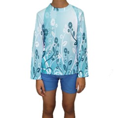 Flower Blue River Star Sunflower Kids  Long Sleeve Swimwear by Mariart