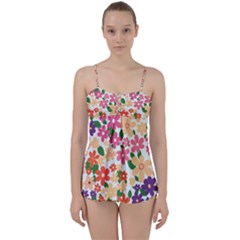 Flower Floral Rainbow Rose Babydoll Tankini Set by Mariart
