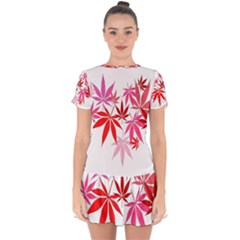 Marijuana Cannabis Rainbow Pink Love Heart Drop Hem Mini Chiffon Dress by Mariart