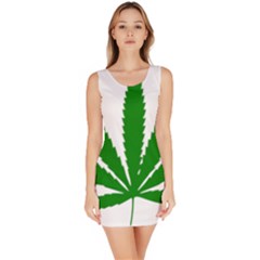 Marijuana Weed Drugs Neon Cannabis Green Leaf Sign Bodycon Dress by Mariart