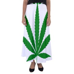 Marijuana Weed Drugs Neon Cannabis Green Leaf Sign Flared Maxi Skirt by Mariart