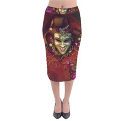 Wonderful Venetian Mask With Floral Elements Velvet Midi Pencil Skirt by FantasyWorld7