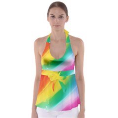 Red Yellow White Pink Green Blue Rainbow Color Mix Babydoll Tankini Top by Mariart