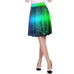 Space Galaxy Green Blue Black Spot Light Neon Rainbow A-line Skirt by Mariart