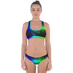 Space Galaxy Green Blue Black Spot Light Neon Rainbow Cross Back Hipster Bikini Set by Mariart