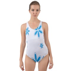 Star Flower Blue Cut-out Back One Piece Swimsuit by Mariart