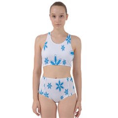 Star Flower Blue Racer Back Bikini Set by Mariart