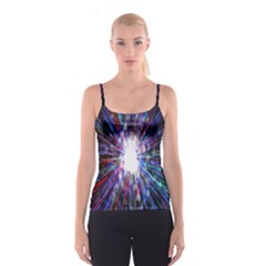 Seamless Animation Of Abstract Colorful Laser Light And Fireworks Rainbow Spaghetti Strap Top by Mariart