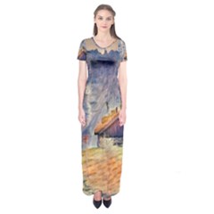 Impressionism Short Sleeve Maxi Dress by NouveauDesign