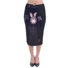 Evil Rabbit Velvet Midi Pencil Skirt by Valentinaart