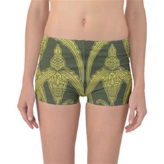 Green Floral Art Nouveau Reversible Boyleg Bikini Bottoms by NouveauDesign