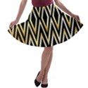 gold,black,art deco pattern A-line Skater Skirt View1