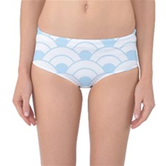Blue,white,shell,pattern Mid-waist Bikini Bottoms by NouveauDesign