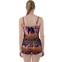 Halloween Design With Scarecrow, Crow And Pumpkin Tie Front Two Piece Tankini View2