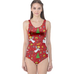 Christmas Pattern One Piece Swimsuit by Valentinaart