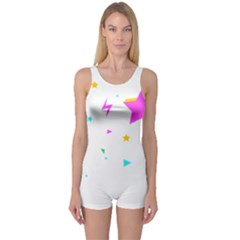 Star Triangle Space Rainbow One Piece Boyleg Swimsuit by Alisyart